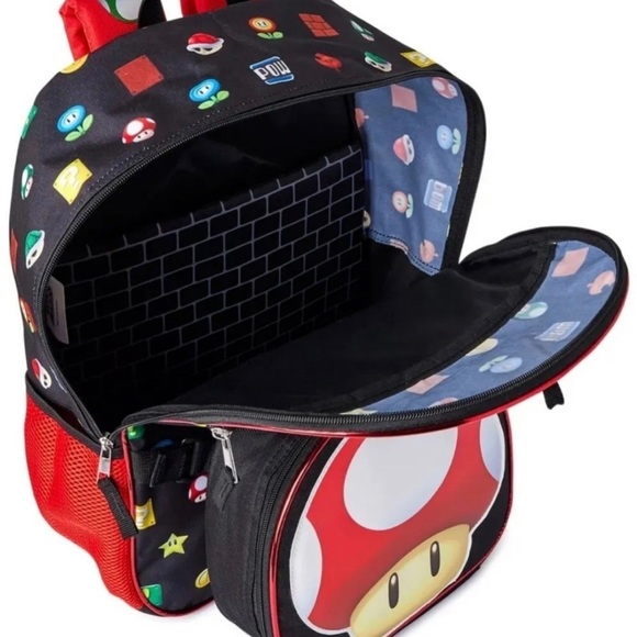 Super Mario Backpack 4pc set - backpack 17”, lunch bag, gadget case & lanyard - Picture 9 of 9
